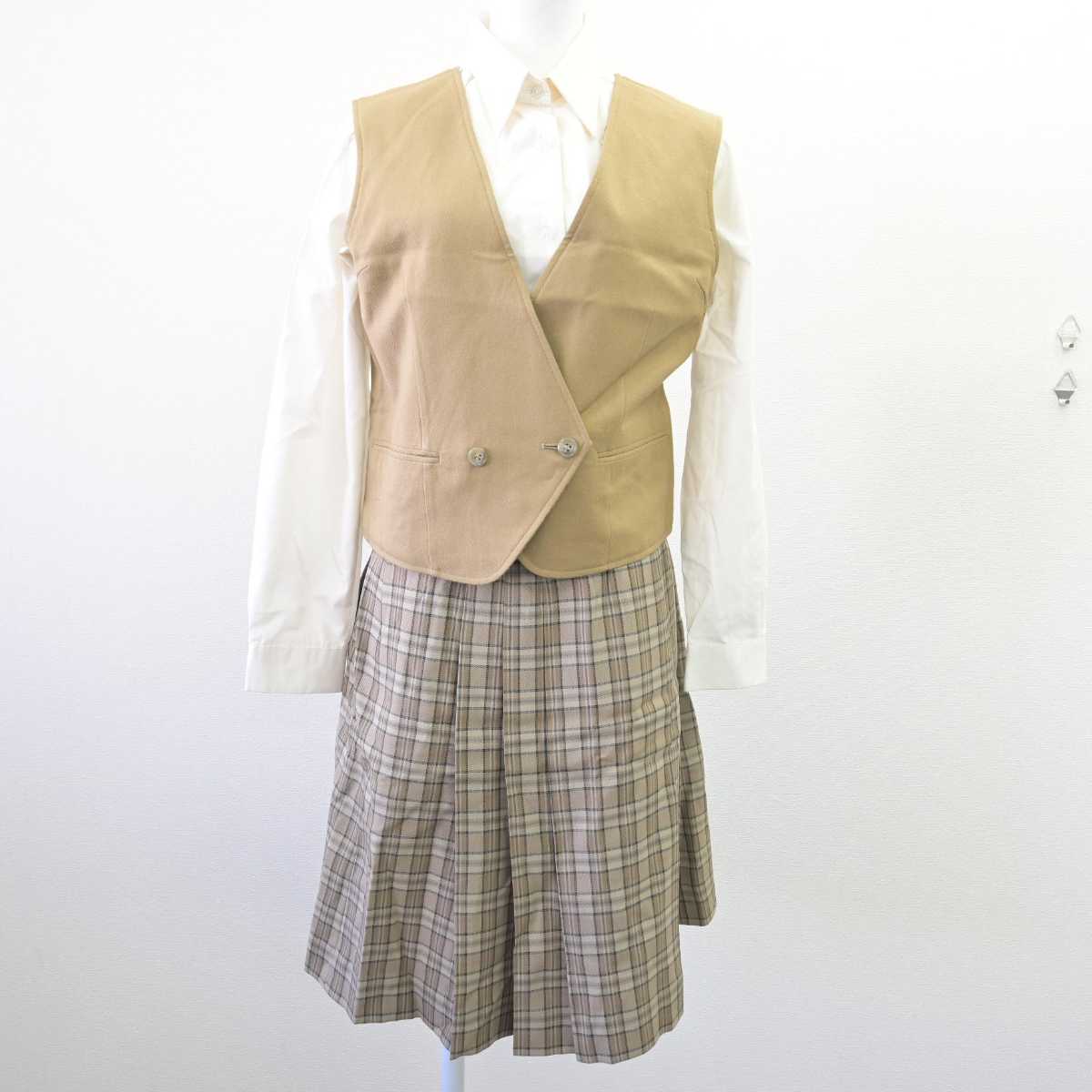 【中古】千葉県 育英工業高等専門学校 女子制服 4点 (ブレザー・ベスト・シャツ・スカート) sf068378