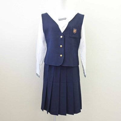 【中古】岡山県 就実高等学校 女子制服 4点 (ブレザー・ベスト・セーラー服・スカート) sf068639