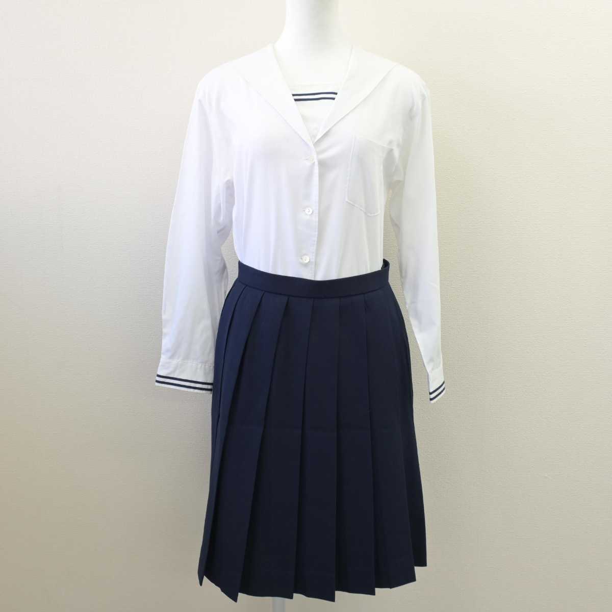 【中古】岡山県 就実高等学校 女子制服 4点 (ブレザー・ベスト・セーラー服・スカート) sf068639