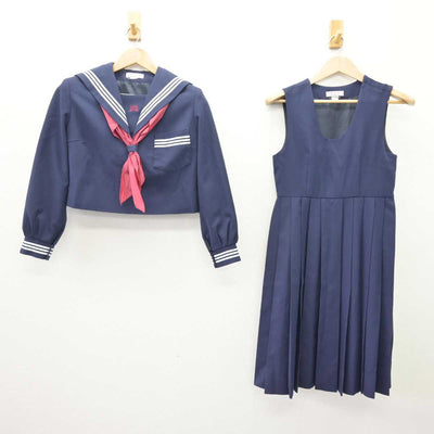 【中古】熊本県 八代市立千丁中学校 女子制服 3点 (セーラー服・ジャンパースカート) sf068843