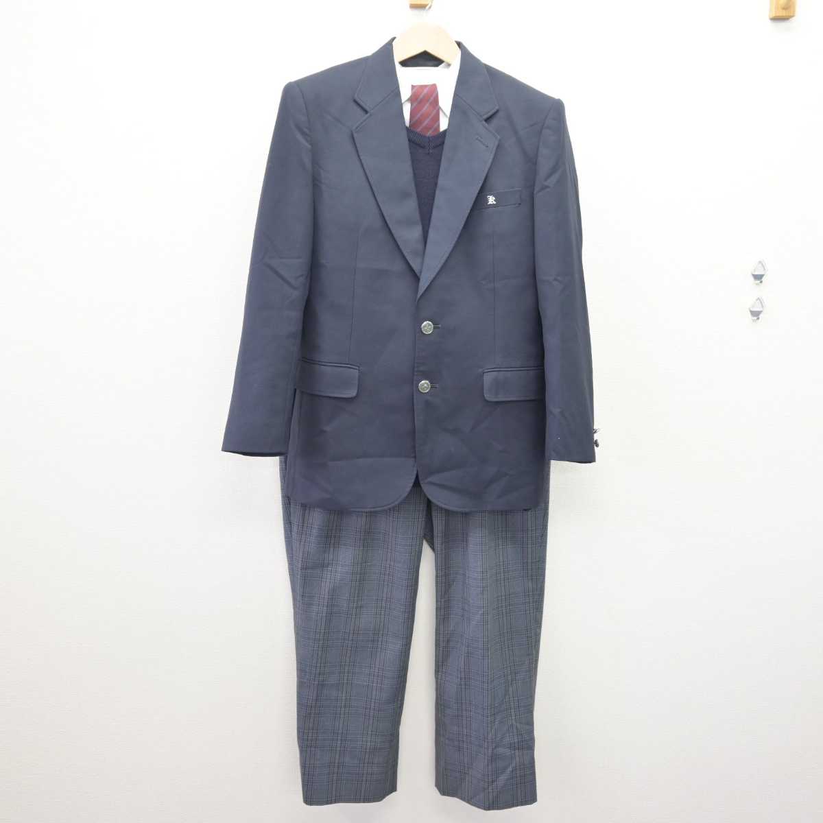 【中古】茨城県 古河第二高等学校 男子制服 5点 (ブレザー・ニット・シャツ・ズボン) sf068850