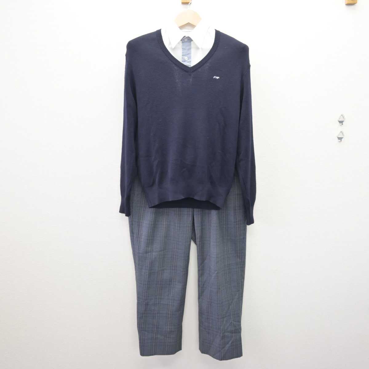 【中古】茨城県 古河第二高等学校 男子制服 5点 (ブレザー・ニット・シャツ・ズボン) sf068850