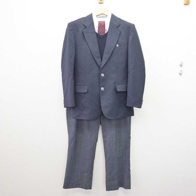 【中古】茨城県 古河第二高等学校 男子制服 5点 (ブレザー・ニット・シャツ・ズボン) sf068851