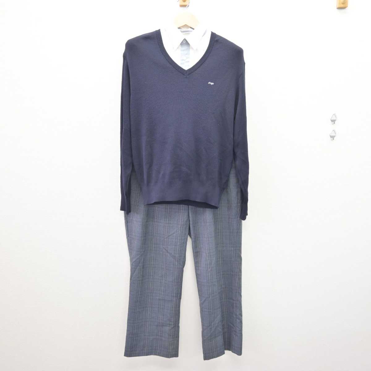 【中古】茨城県 古河第二高等学校 男子制服 5点 (ブレザー・ニット・シャツ・ズボン) sf068851