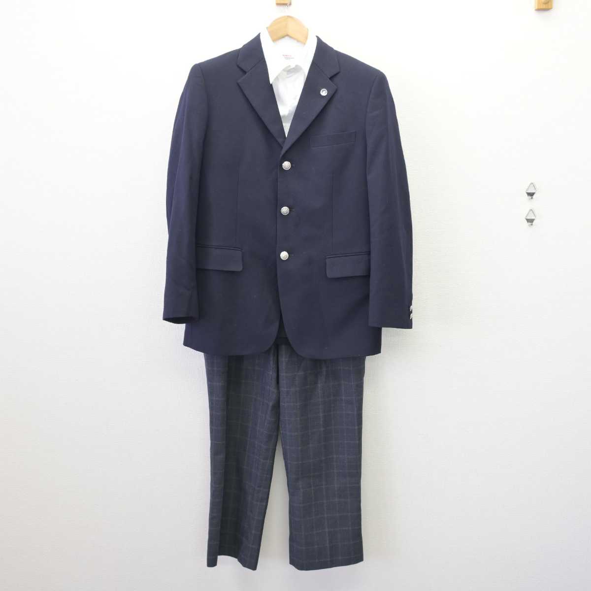 【中古】 クラーク記念国際高等学校 男子制服 4点 (ブレザー・シャツ・ズボン) sf068923