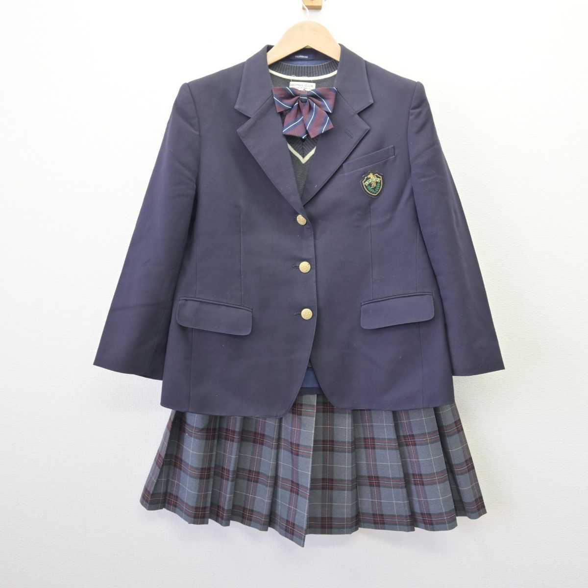 【中古】北海道 福移中学校 女子制服 4点 (ブレザー・ニットベスト・スカート) sf068947