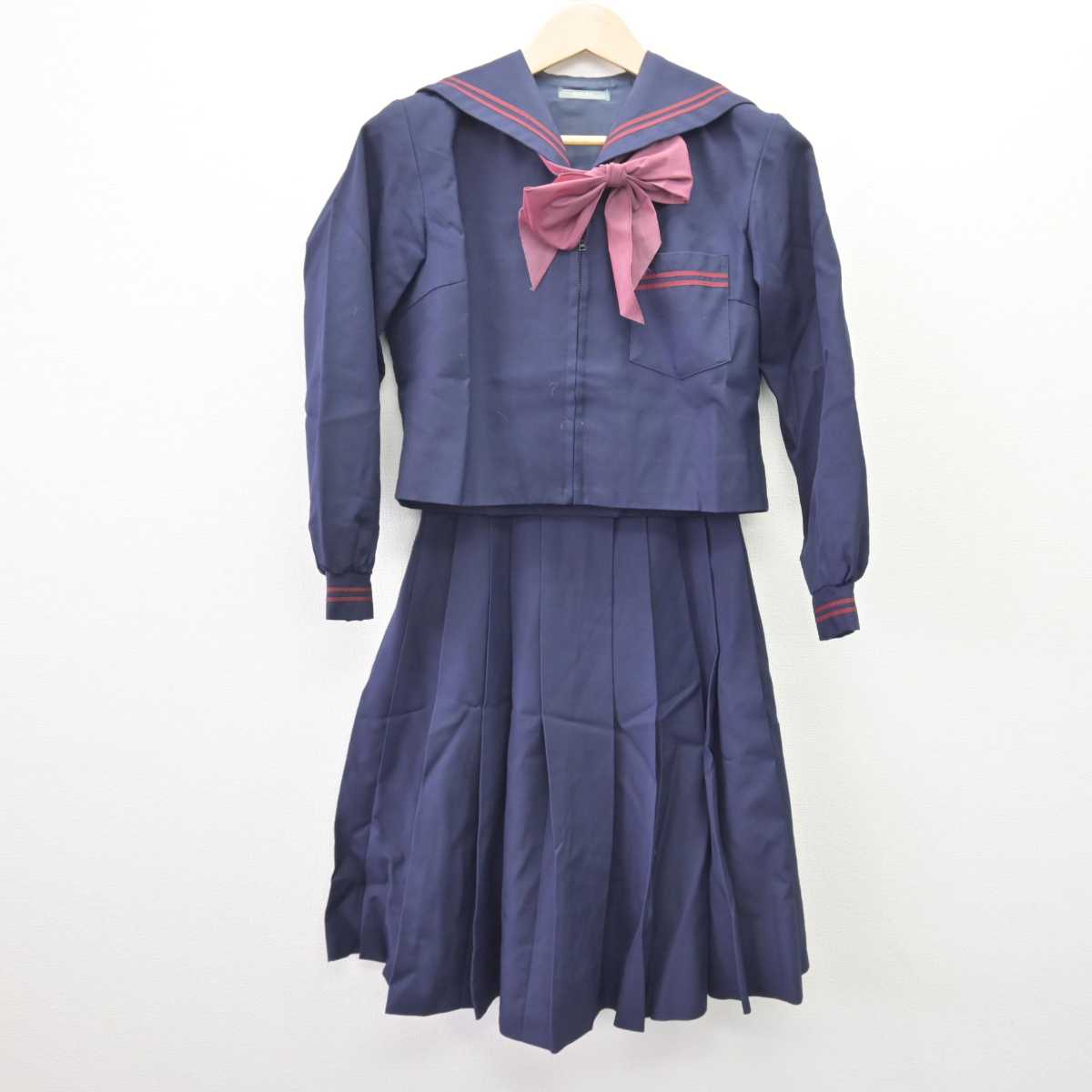 【中古】大阪府 大阪教育大学附属池田中学校 女子制服 3点 (セーラー服・スカート) sf068983