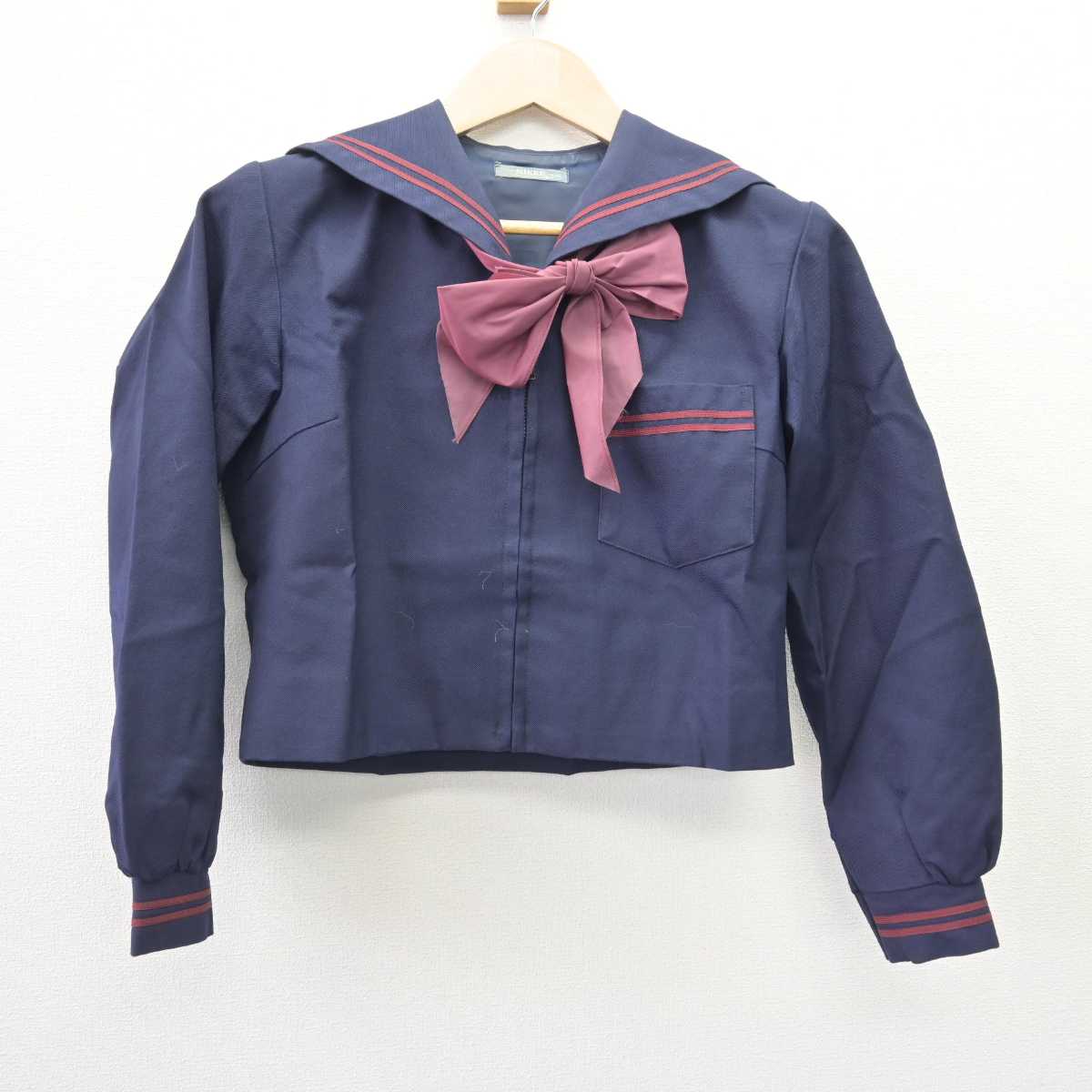 【中古】大阪府 大阪教育大学附属池田中学校 女子制服 3点 (セーラー服・スカート) sf068983