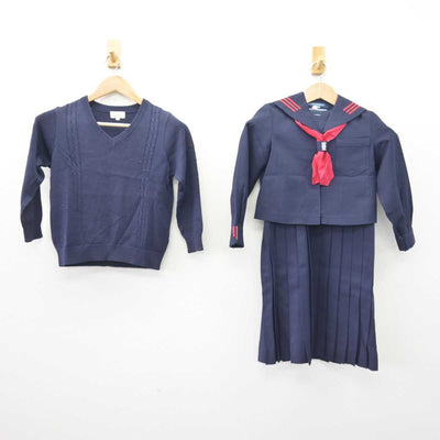 【中古】東京都 川村小学校 女子制服 4点 (ニット・セーラー服・ジャンパースカート) sf068987