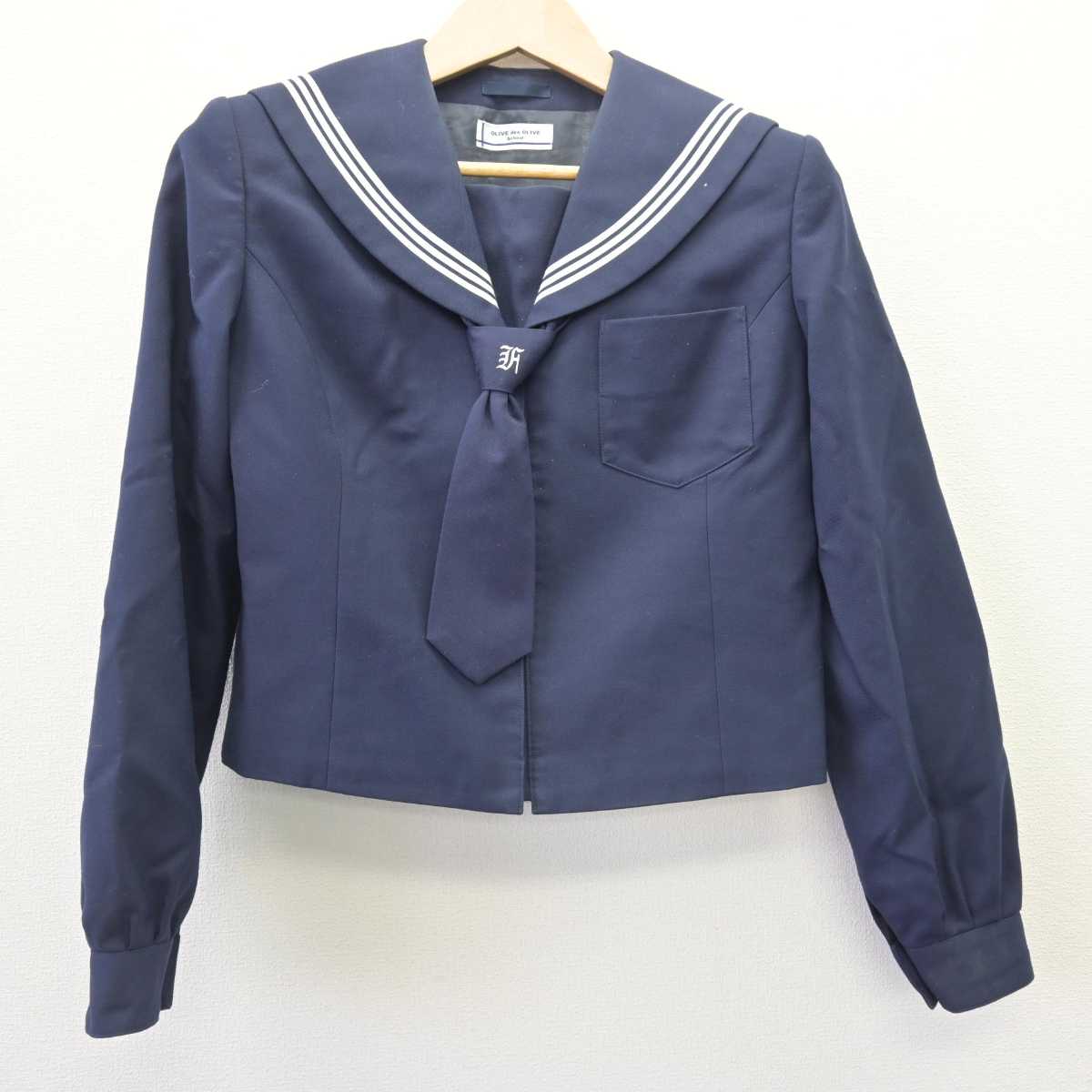 【中古】青森県 古川中学校 女子制服 3点 (セーラー服・ジャンパースカート) sf069095