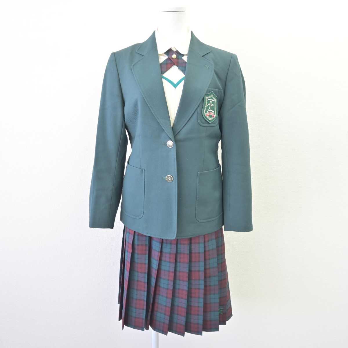 【中古】茨城県 江戸川学園取手高等学校 女子制服 5点 (ブレザー・ニット・シャツ・スカート) sf069136