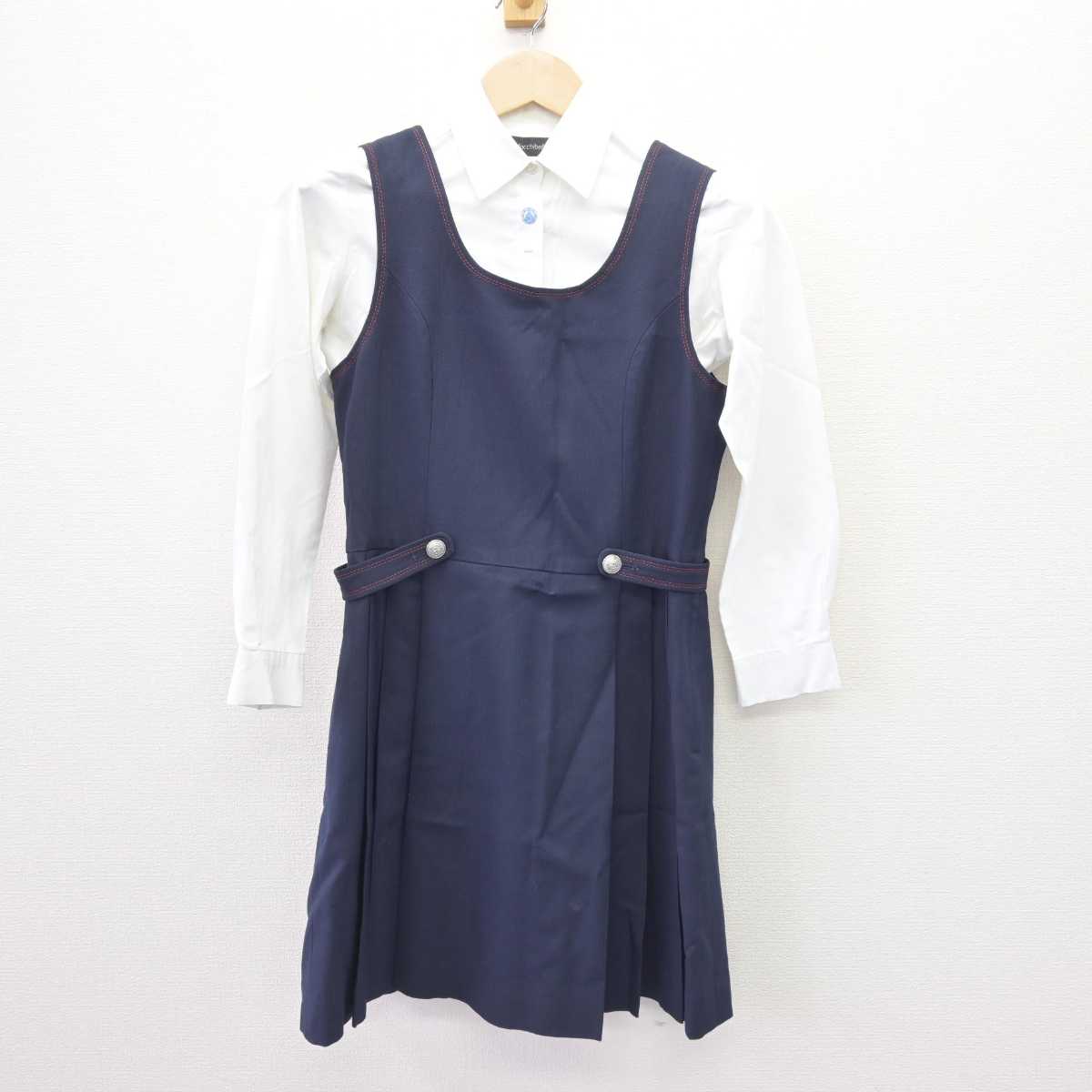 【中古】広島県 広島女学院中学高等学校 女子制服 3点 (ニット・シャツ・ジャンパースカート) sf069154