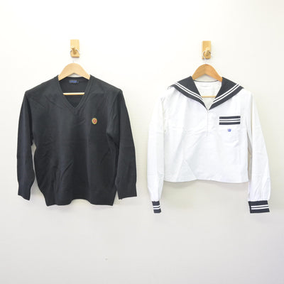 【中古】栃木県 足利大学附属女子高等学校 女子制服 2点 (ニット・セーラー服) sf069679