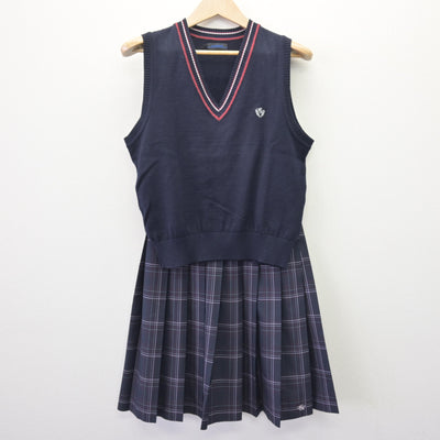 【中古】京都府 東舞鶴高等学校 女子制服 3点 (ニット・ニットベスト・スカート) sf069781