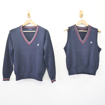 【中古】京都府 東舞鶴高等学校 女子制服 3点 (ニット・ニットベスト・スカート) sf069781