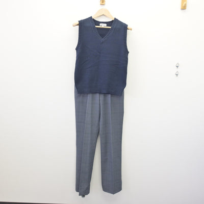 【中古】愛知県 城山中学校 男子制服 2点 (ニットベスト・ズボン) sf069845