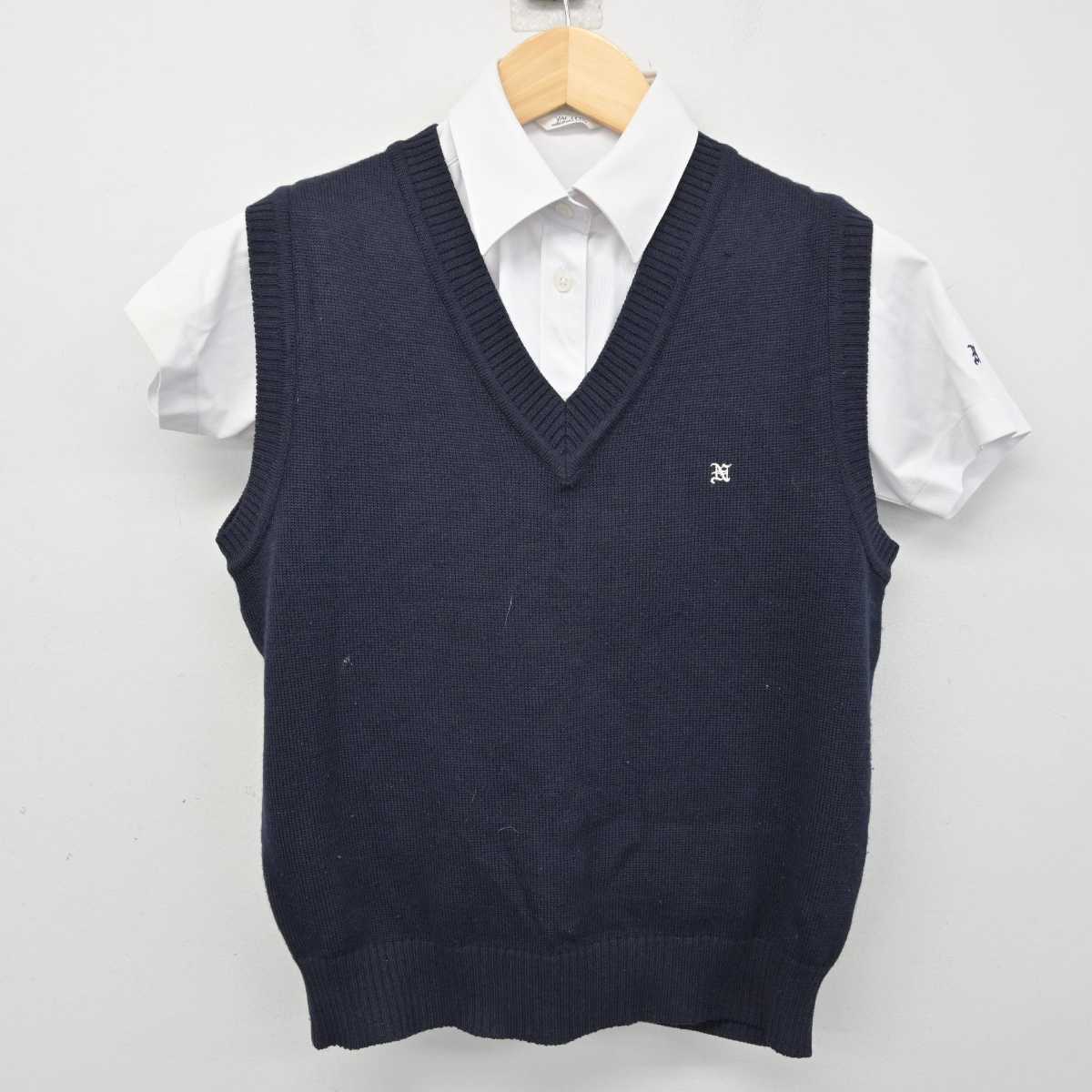 【中古】愛知県 長久手高等学校 女子制服 2点 (ニットベスト・シャツ) sf070009