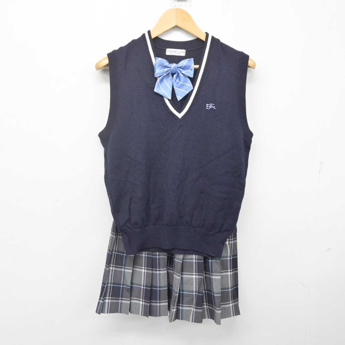 【中古】兵庫県 高砂南高等学校 女子制服 3点 (ニットベスト・スカート) sf070051