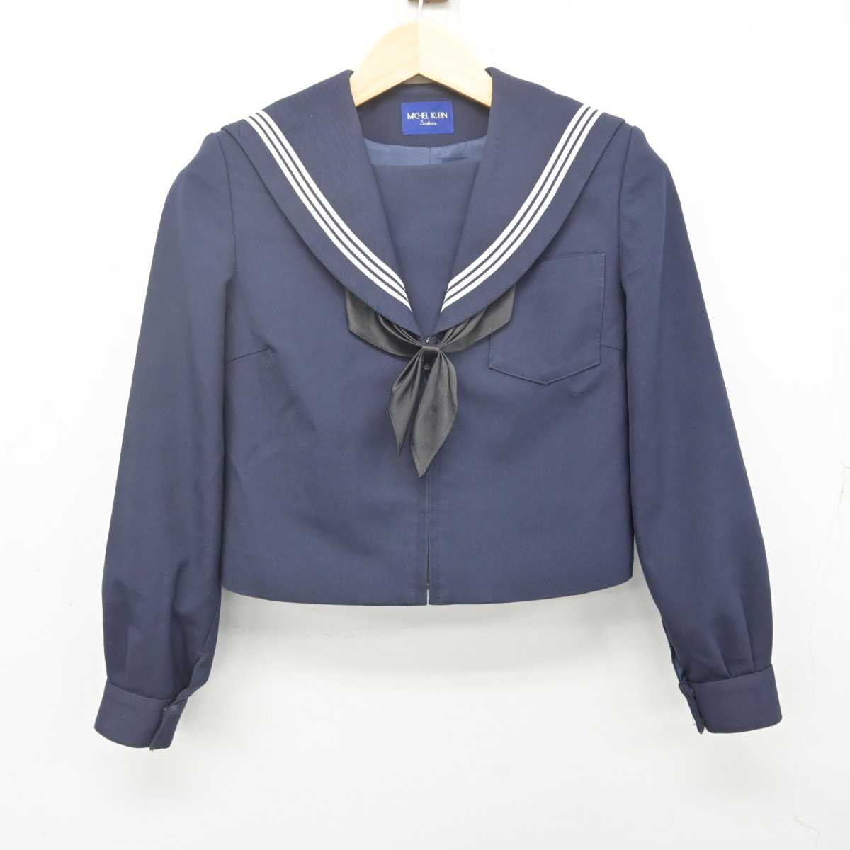 【中古】岐阜県 岐阜市立藍川中学校 女子制服 3点 (セーラー服・スカート) sf070056