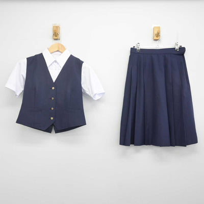 【中古】秋田県 能代高等学校 女子制服 3点 (ベスト・シャツ・スカート) sf070089