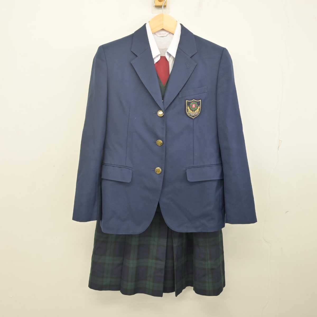 【中古】熊本県 東稜高等学校 女子制服 5点 (ブレザー・ベスト・シャツ・スカート) sf070130