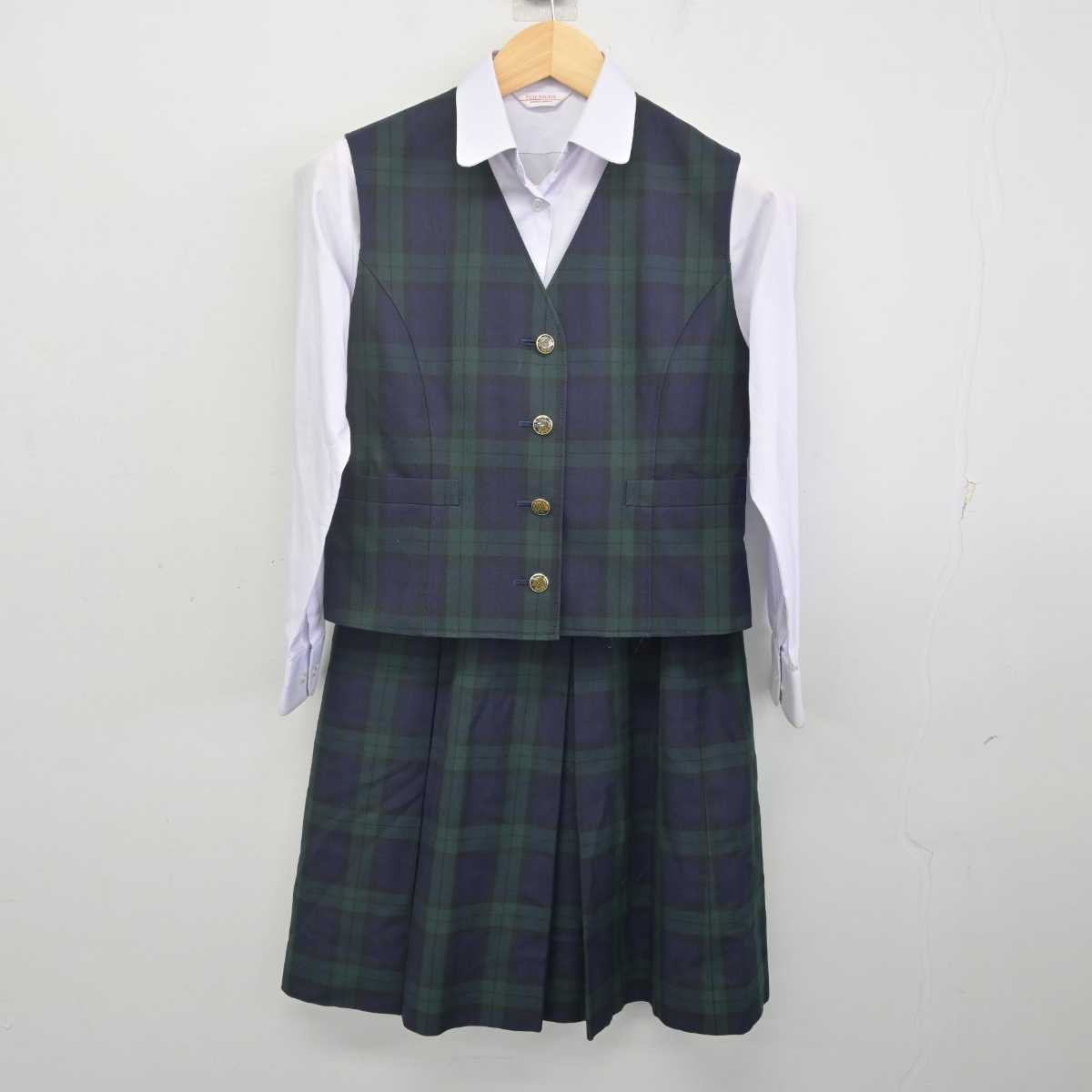 【中古】熊本県 東稜高等学校 女子制服 5点 (ブレザー・ベスト・シャツ・スカート) sf070130