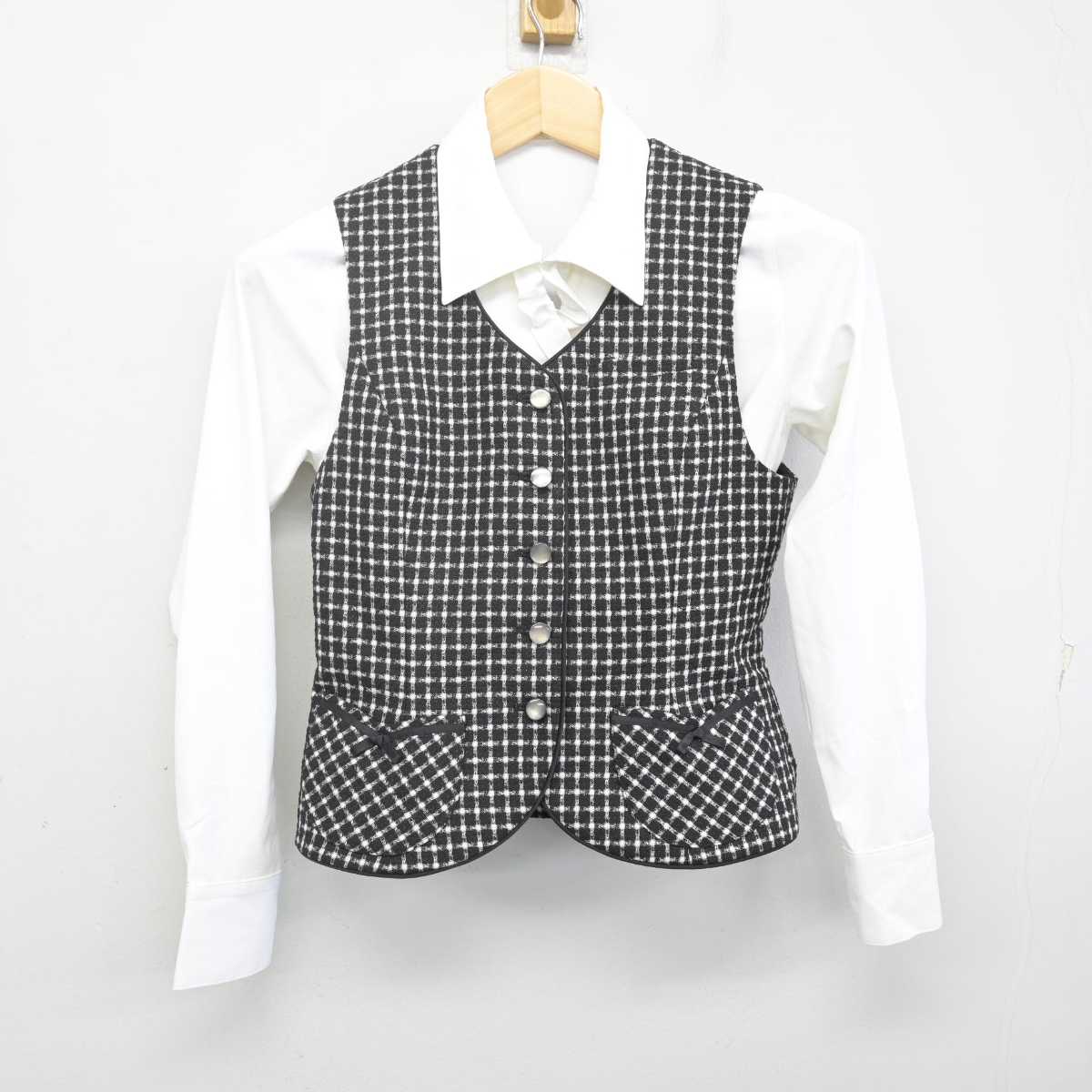 【中古】 事務服 女子制服 2点 (ベスト・シャツ) sf070160