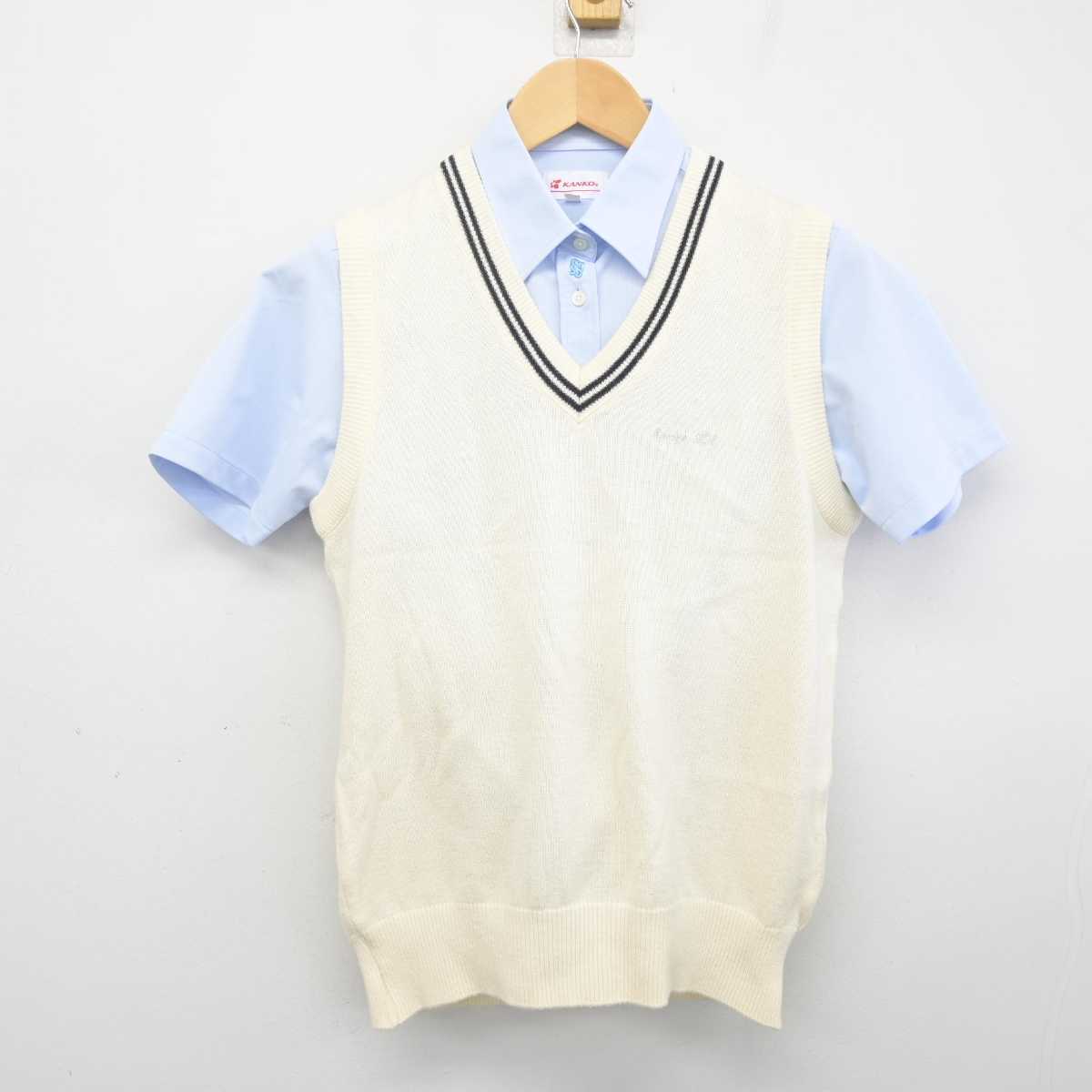 【中古】愛知県 名古屋市立西陵高等学校 女子制服 2点 (ニットベスト・シャツ) sf070168