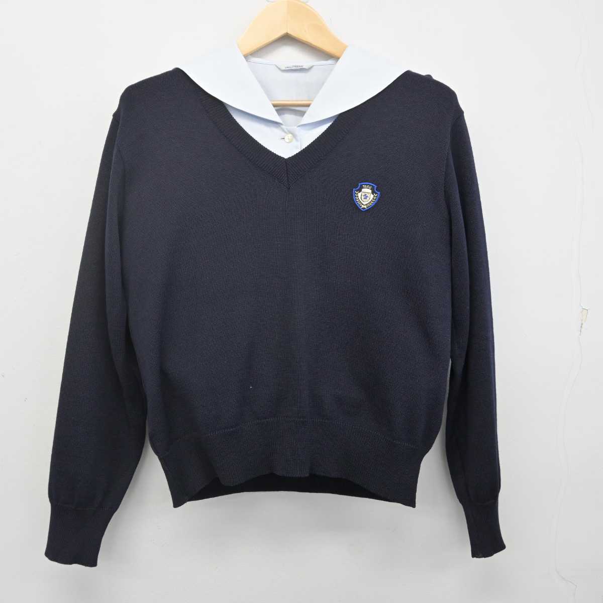 【中古】佐賀県 多久高等学校 女子制服 2点 (ニット・ブラウス) sf070233