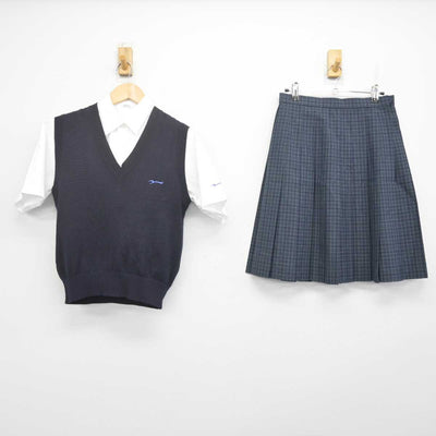 【中古】山形県 鶴岡中央高等学校 女子制服 3点 (ニットベスト・シャツ・スカート) sf070265