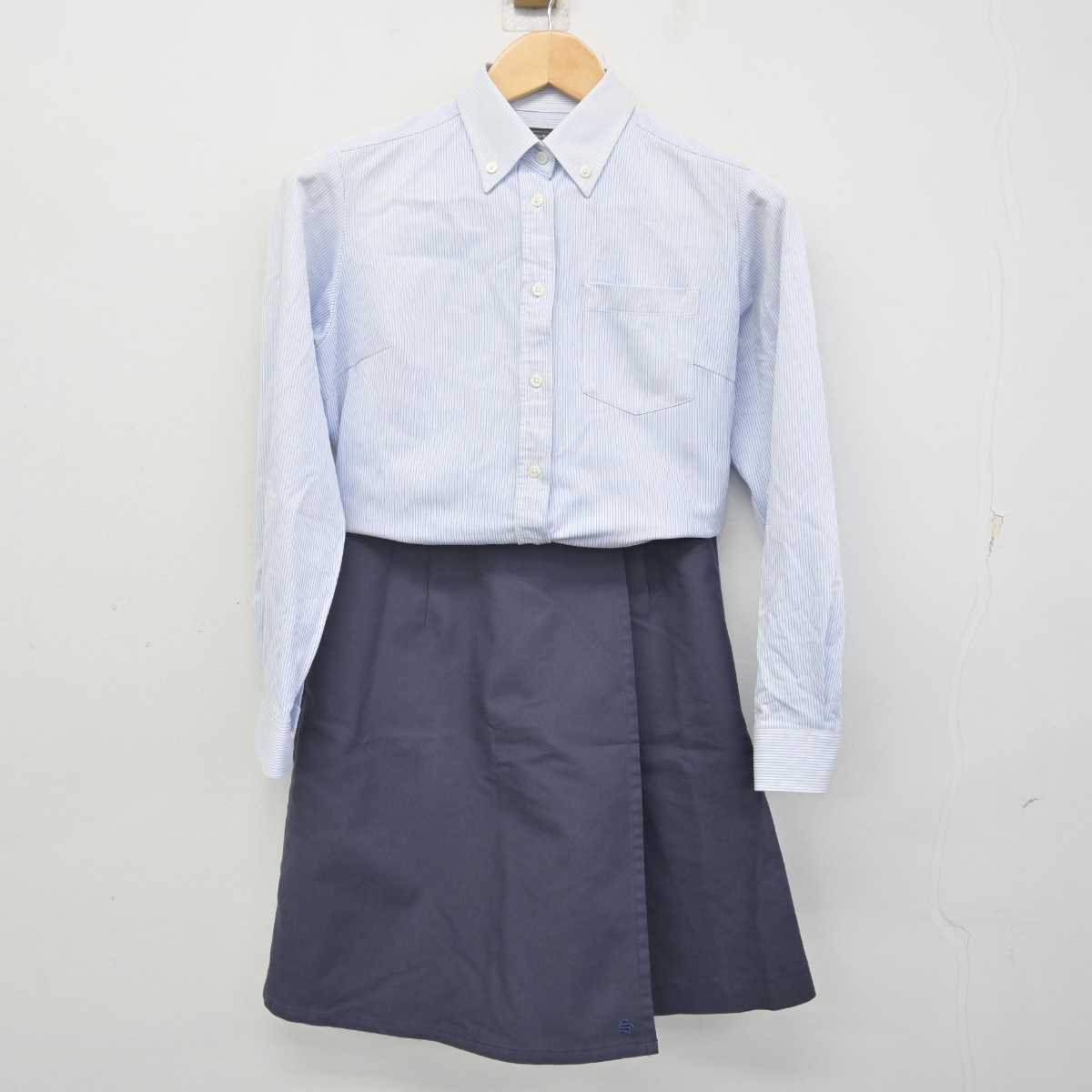 【中古】大阪府 水都国際中学校・高等学校 女子制服 2点 (シャツ・スカート) sf070282