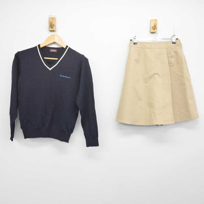 【中古】大阪府 水都国際中学校・高等学校 女子制服 2点 (ニット・スカート) sf070283