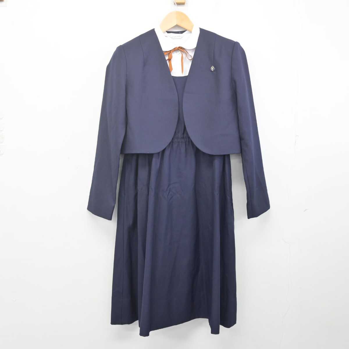 【中古】愛知県 南山学園聖霊高等学校 女子制服 7点 (ブレザー・シャツ・ジャンパースカート) sf070296