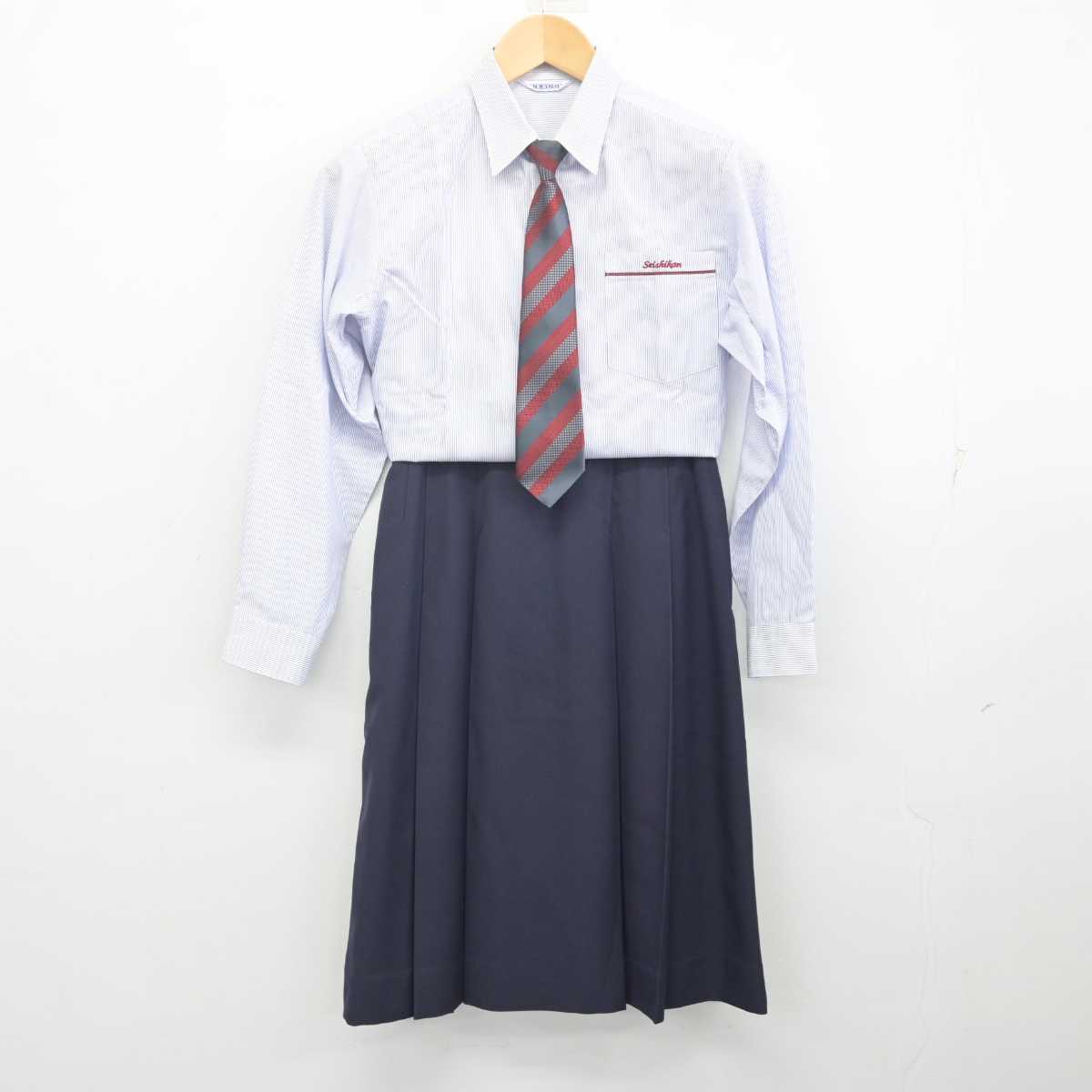 【中古】広島県 福山誠之館高等学校 女子制服 4点 (ブレザー・シャツ・スカート) sf070314