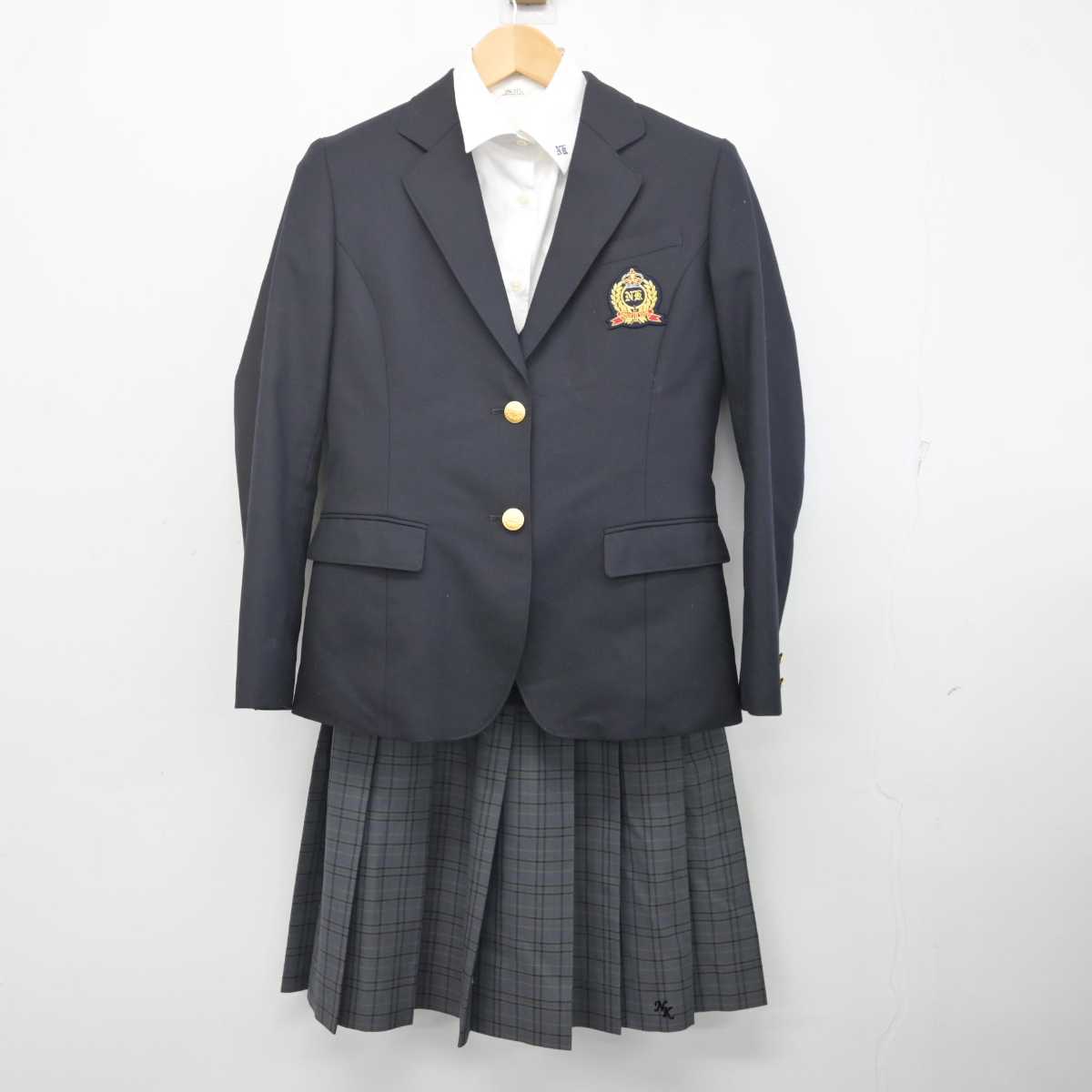 【中古】新潟県 新潟向陽高等学校 女子制服 4点 (ブレザー・ニット・シャツ・スカート) sf070337