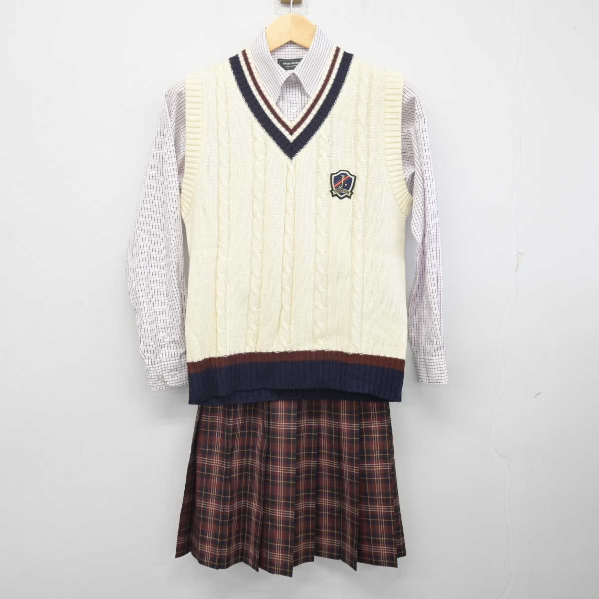 【中古】宮城県 仙台城南高等学校 女子制服 3点 (ニットベスト・シャツ・スカート) sf070343