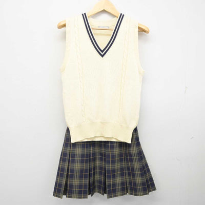 【中古】島根県 出雲北陵高等学校 女子制服 2点 (ニットベスト・スカート) sf070361