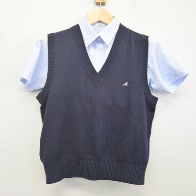 【中古】千葉県 千葉明徳高等学校 女子制服 2点 (ニットベスト・シャツ) sf070386