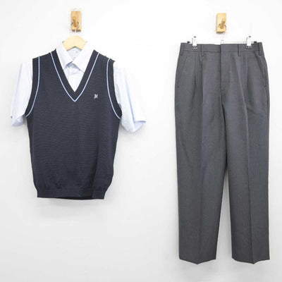 【中古】大阪府 西寝屋川高等学校 男子制服 3点 (ニットベスト・シャツ・ズボン) sf070391