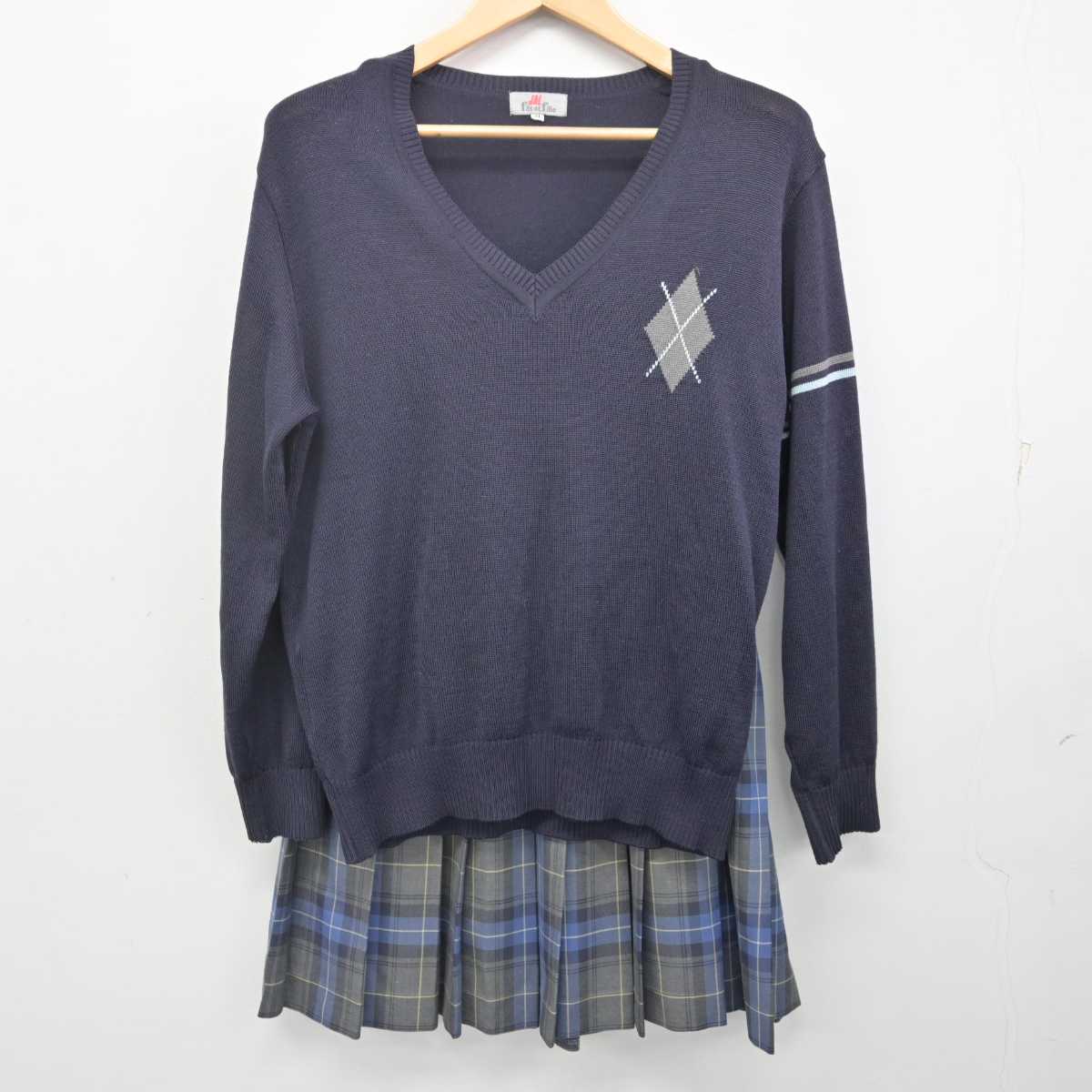 【中古】東京都 麹町学園女子中学校・高等学校 女子制服 4点 (ブレザー・ニット・スカート) sf070407