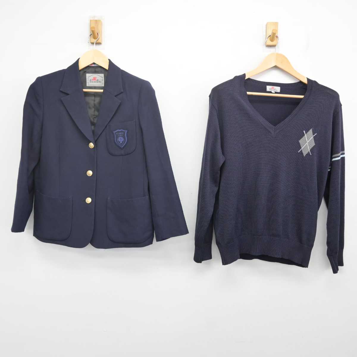 【中古】東京都 麹町学園女子中学校・高等学校 女子制服 4点 (ブレザー・ニット・スカート) sf070407