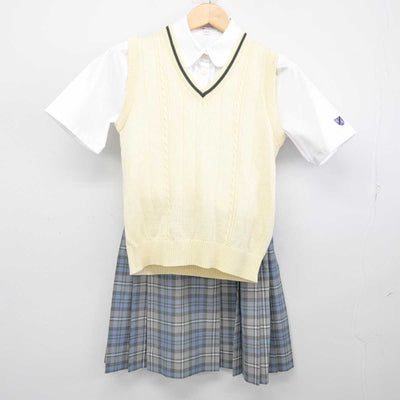 【中古】東京都 國學院高等学校 女子制服 4点 (シャツ・ニットベスト・スカート) sf070413