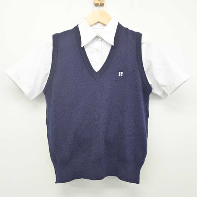 【中古】東京都 かえつ有明中・高等学校 女子制服 3点 (ニットベスト・シャツ) sf070546