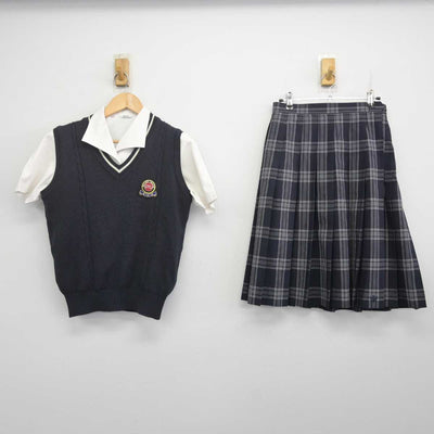 【中古】兵庫県 明石南高等学校 女子制服 3点 (ニットベスト・シャツ・スカート) sf070568