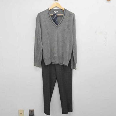 【中古】千葉県 四街道高等学校 男子制服 4点 (ブレザー・ニット・ズボン) sf070603