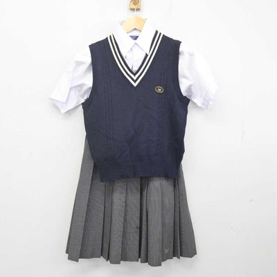 【中古】京都府 北陵高等学校 女子制服 3点 (ニットベスト・シャツ・スカート) sf070610