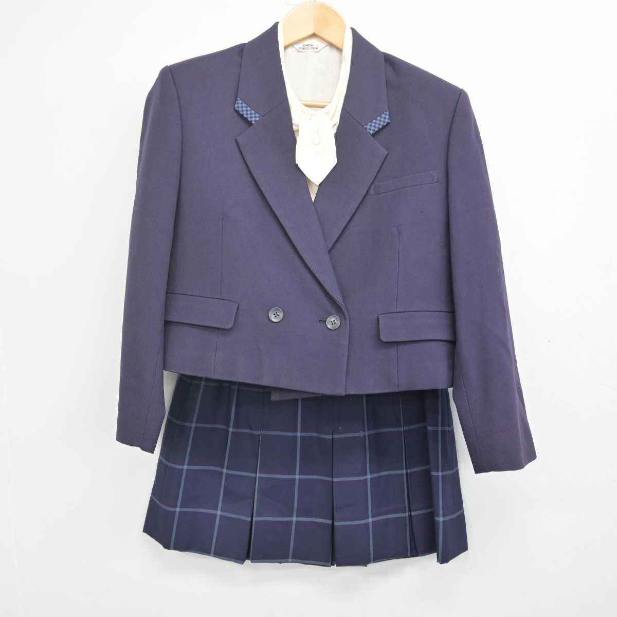 【中古】京都府 成安女子高等学校 女子制服 3点 (ブレザー・シャツ・スカート) sf070616