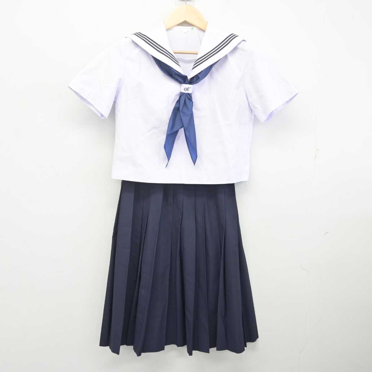 【中古】広島県 尾道北高等学校 女子制服 3点 (セーラー服・スカート) sf070666