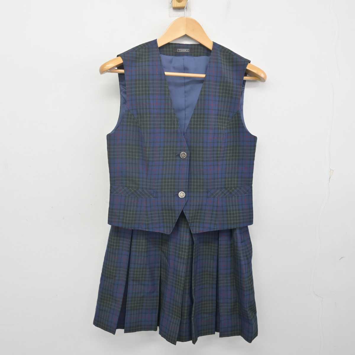 【中古】福島県 日本大学東北高等学校 女子制服 2点 (ベスト・スカート) sf070693