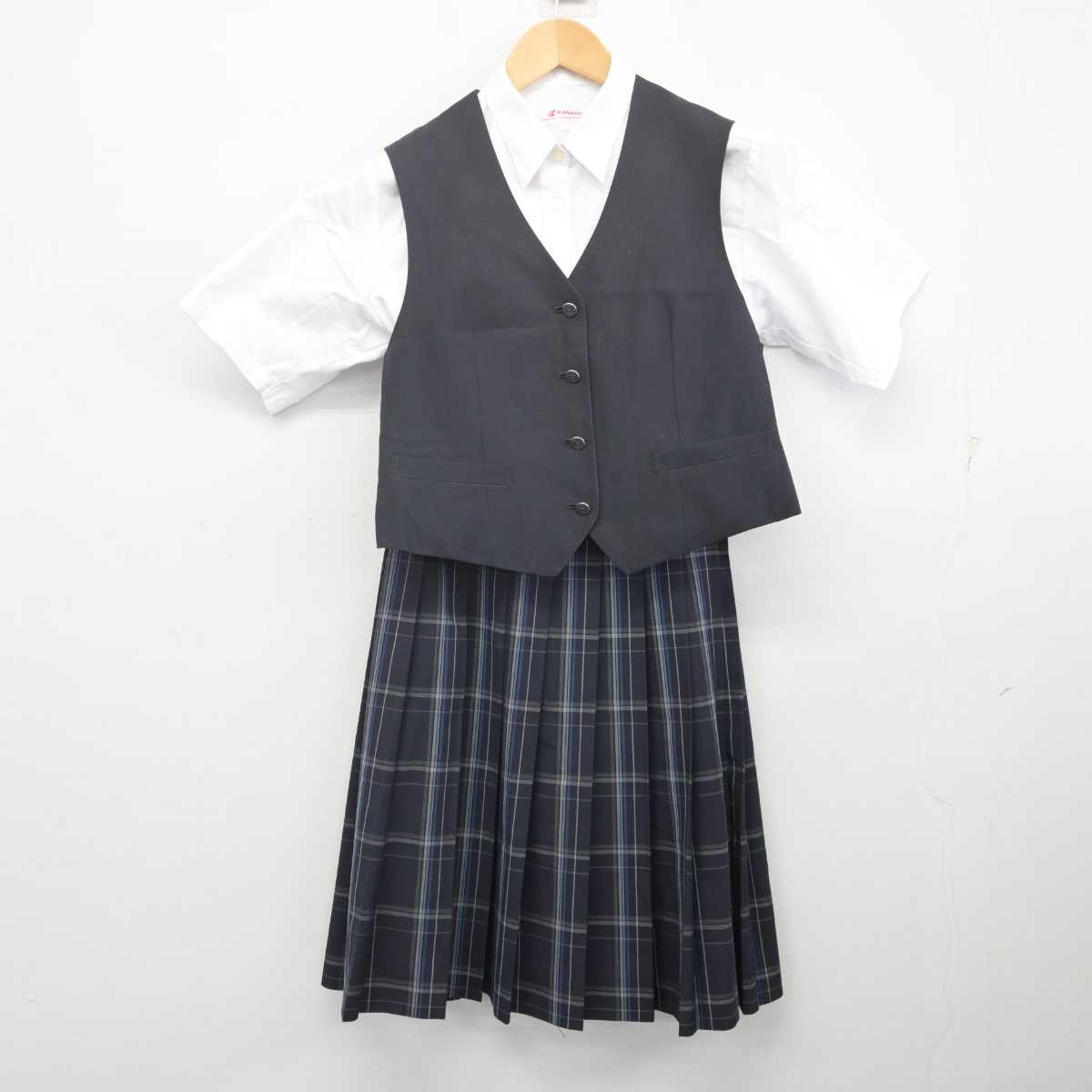 【中古】東京都 東京都市大学等々力中学校・高等学校 女子制服 4点 (ベスト・シャツ・スカート) sf070786